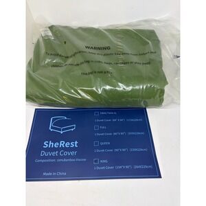 SheRest Duvet Cover King Green New Cooling 100% Bamboo Viscose Solid Bedding